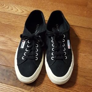 Superga black canvas shoes